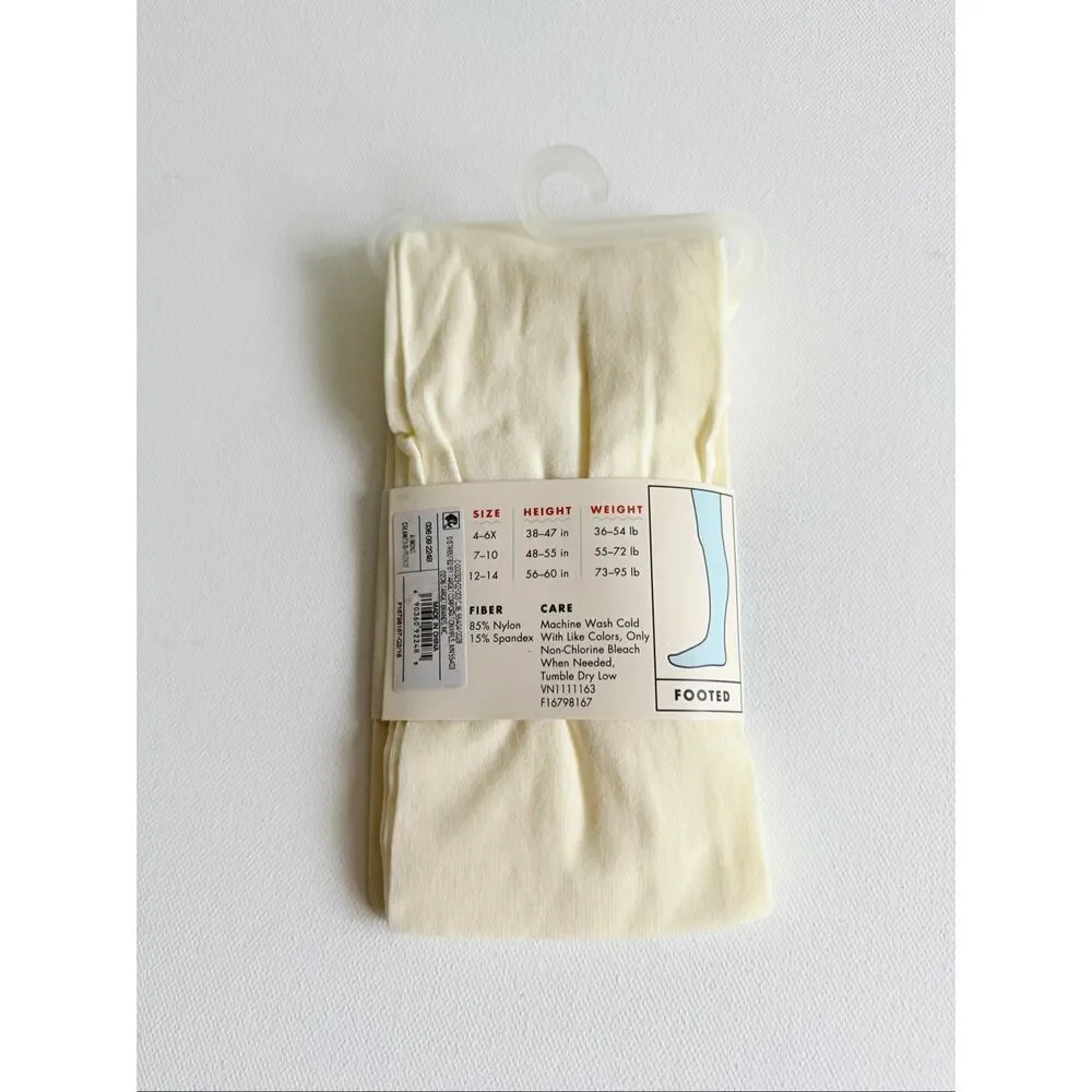 CAT & JACK TIGHTS~ Ivory Or Cream~Footed~Elastic Waist~Girls Size 7-10